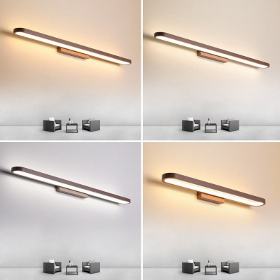 Oblong Acrylic Wall Lamp Fixture Simple Brown LED Vanity Sconce Light in Warm/White Light, 16