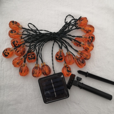 Pumpkin Halloween Garden Festive Lamp Plastic 20/30/50-Bulb Decorative Solar LED String Lighting in Orange, 16.4/21.3/23ft