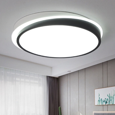 Round Ceiling Mount Light Fixture Minimalist Acrylic Bedroom LED Flushmount Lighting in Black