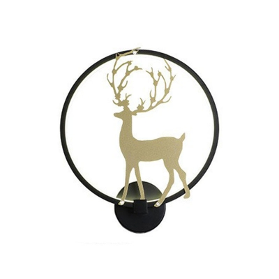 Sika Deer LED Wall Sconce Nordic Metal Black/White Hoop Wall Mounted Lighting in Warm/White/3 Color Light