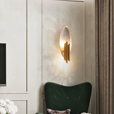 Silver/Gold Oval Wall Mount Lamp Postmodern Novelty Metal LED Sconce Light in Warm Light