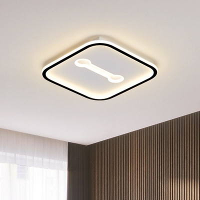 Ultrathin Square/Rectangle Flush Lamp Simplicity Acrylic Black/Gold and White LED Ceiling Mount Light in Warm/White/3 Color Light