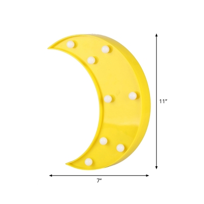 Yellow Crescent LED Night Lamp Kids Style Plastic LED Night Lighting for Bedroom Decoration