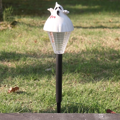 1-Piece Ghost Solar Ground Light Contemporary Plastic Courtyard LED Pathway Lamp in Black/White/Yellow