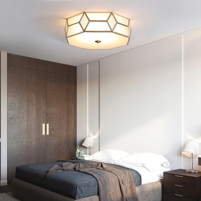3/4 Lights Ceiling Flush Mount Minimalist Geometric Cut Frost and Textured Glass Flush Light in Gold