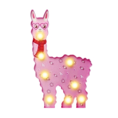 Alpaca Plastic LED Night Light Cartoon White/Pink Battery Operated Wall Night Lamp for Girls Room