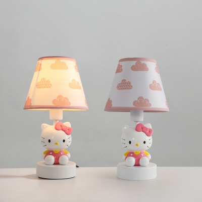 Bear/Captain/Horse Kids Bedside Night Lamp Resin Single Cartoon Table Light with Empire Shade in White