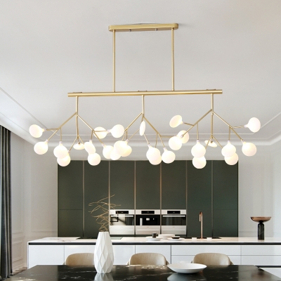 Branch Dining Room Island Lighting Acrylic 27 Heads Modern Pendant Light in Black/Gold with Clear/Cream Shade