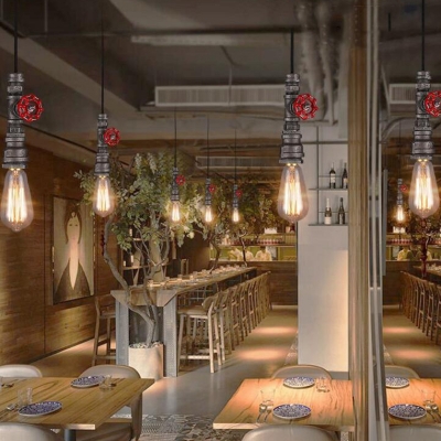 Bronze Water Pipe Hanging Light Industrial-Style Metal Single Restaurant Down Lighting Pendant