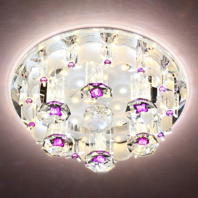 Circular LED Corridor Ceiling Lamp Clear Crystal Modernist Flush Mount Spotlight in Warm/White/Natural Light, 7
