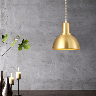 Cone/Dome Shaped Bedroom Pendant Lighting Metal 1-Light Postmodernist Suspension Lamp in Gold