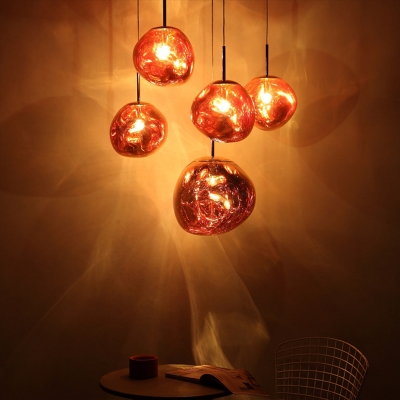 Designer Lava Ball Drop Pendant Silver/Red/Gold Melting Glass 1 Head Dining Room Suspension Light, Small/Large