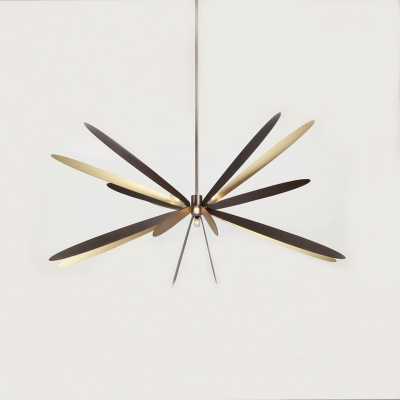 Dragonfly Hanging Chandelier Minimalist Metal 6 Lights Dining Room Suspension Pendant in Black and Brass