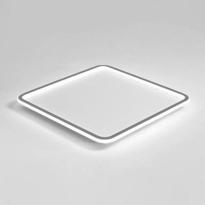 Extra-Thin Square/Rectangle Ceiling Lamp Minimalist Aluminum Grey LED Flush Mount Light in Warm/White/Natural Light, Small/Medium/Large