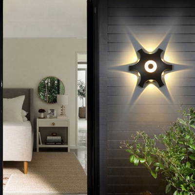 Gear Shaped LED Surface Wall Sconce Creative Modern Metal Black Wall Lamp Fixture for Corridor