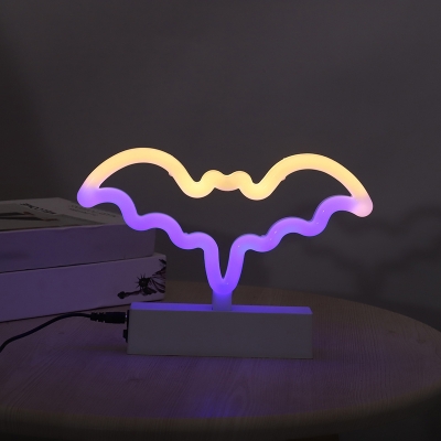 Kids Style Bat/Candy/Witch Mini Night Lamp Plastic Childrens Bedroom LED Table Light in White