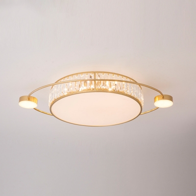 Orbit Shaped Bedroom Flush Light Crystal Prism Postmodern LED Ceiling Mount Lamp in Black/Gold, 26.5