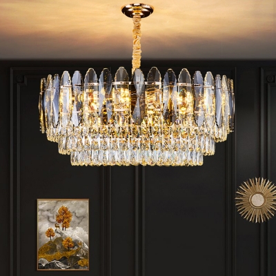 Postmodern Tier Suspension Pendant Cut K9 Crystal 8/11/21 Lights Dining Room Chandelier in Gold