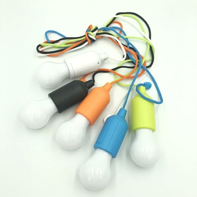 Red/Blue/White LED Light Bulb String Macaron Single Plastic Battery Pull-Chain Ceiling Pendant Lamp