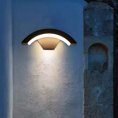 Simplicity Arc Wall Light Kit Acrylic Garden LED Sconce Lighting in Black, Warm/White Light