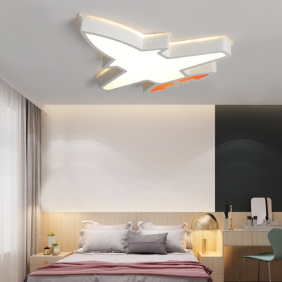 Small/Large Acrylic Aircraft Flush Light Kid Style White Surface Mounted LED Ceiling Lamp in Warm/White/3 Color Light