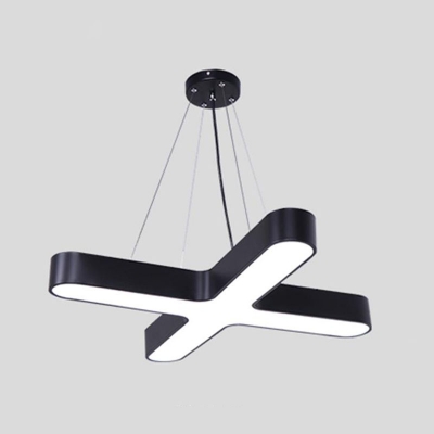 Small/Large Nordic LED Drop Pendant Black/White Cross Ceiling Hang Light with Acrylic Shade for Dining Room