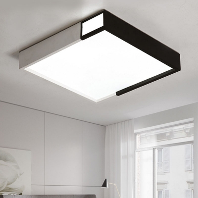 Square/Rectangular LED Ceiling Lighting Nordic Metal Black and White Flush Mounted Lamp in Warm/White/3 Color Light