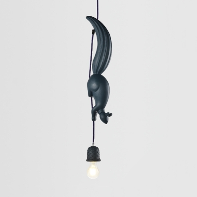 Squirrel and Pinecone Resin Pendulum Light Art Deco 1-Head Pink/White/Blue Ceiling Pendant Lamp