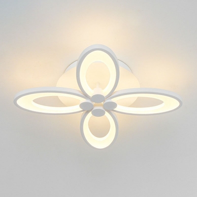 Stylish Modern 4/6/15-Light Semi Flush White Petal Ceiling Mount Lamp with Acrylic Shade, Warm/White Light