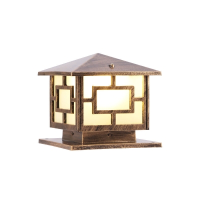 Traditional Square Wiring/Solar Post Lamp 1 Head Aluminum Courtyard Light in Black/Bronze, 7