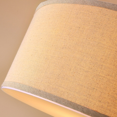 3/4 Lights Drum Flush Ceiling Light Rustic Beige Fabric Semi Flush Mount Lamp with Acrylic Diffuser