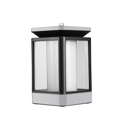 Black and White Rectangle Drop Pendant Minimalist Plastic Solar LED Hanging Lamp for Outdoor