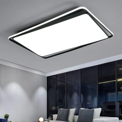 Black Square/Rectangle Ceiling Flush Light Simplicity LED Acrylic Flush-Mount Light Fixture in Warm/White Light