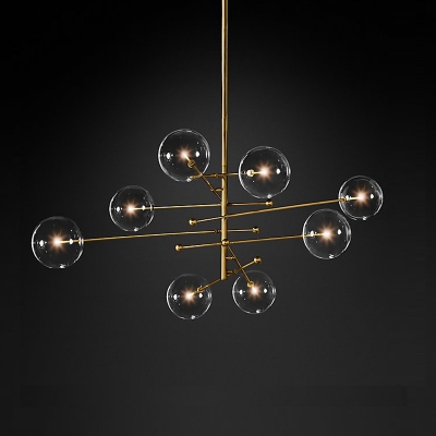 Bubbling Clear Glass Hanging Lamp Postmodern 8 Lights Black/Bronze Finish Pendant Chandelier