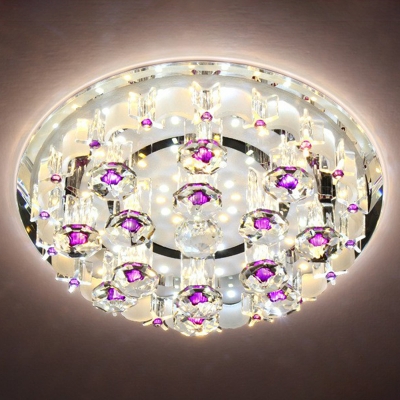 Circular LED Corridor Ceiling Lamp Clear Crystal Modernist Flush Mount Spotlight in Warm/White/Natural Light, 7