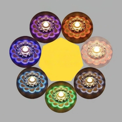 Contemporary Floral Flush Light Fixture Clear Crystal Hallway LED Ceiling Light in Warm/Multi-Color Light, 9/11w