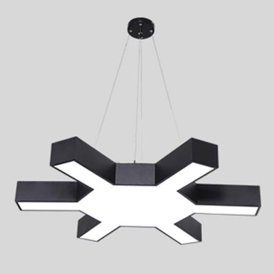 Gear/Branch Shaped Gym Ceiling Pendant Acrylic Nordic LED Hanging Light Fixture in Black