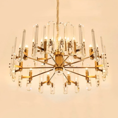 Gold Sputnik Chandelier Postmodern Fluted Crystal 15 Bulbs Dining Room Hanging Ceiling Light