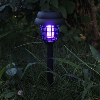 Plastic Cage Anti-Mosquito Lawn Light Modern Black LED Solar Stake Light Set, 1 Piece