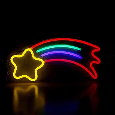 Plastic Shooting Star Night Lighting Cartoon White LED Wall Night Lamp with USB Plug