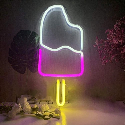 Popsicle Plastic Wall Night Lamp Kids Style White LED Night Light with USB Plug-in Cord