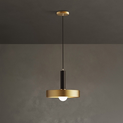 Pot Lid Shaped Metal Drop Pendant Post-Modern 1/3-Head Black and Gold Hanging Light Fixture
