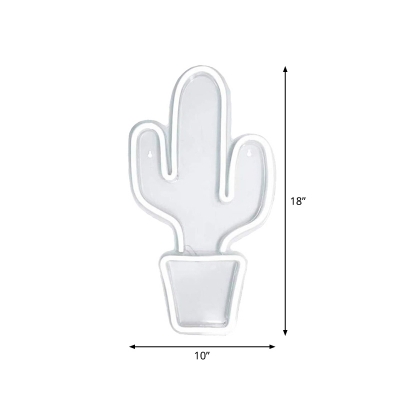 Potted Cactus USB Plug-in Night Lamp Kids Plastic Bedroom LED Wall Hanging Night Light in White