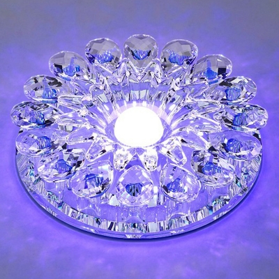 Purple Flower Flush Mount Recessed Lighting Contemporary 5/12w LED Crystal Ceiling Lamp in Warm/White/Blue Light
