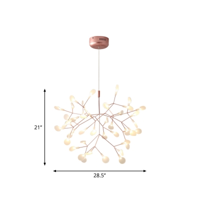 Rose Gold Firefly Suspension Lamp Contemporary 45/63/81-Head Acrylic Chandelier Pendant over Table