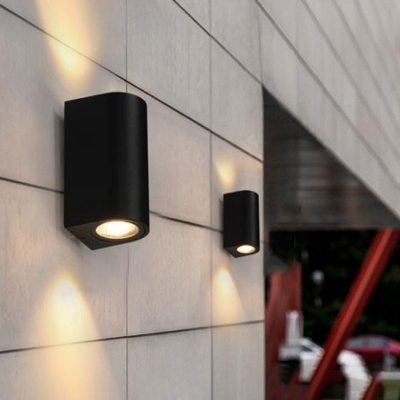 Stairway LED Outdoor Wall Mount Modern Black Wall Light with Round/Square/Pole Acrylic Shade, Warm/White Light
