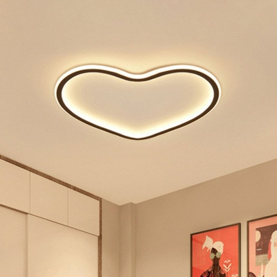 Star/Pentagon/Loving Heart Flush Light Kids Acrylic Black Super-Thin LED Flush Ceiling Light in Warm/White Light, 16