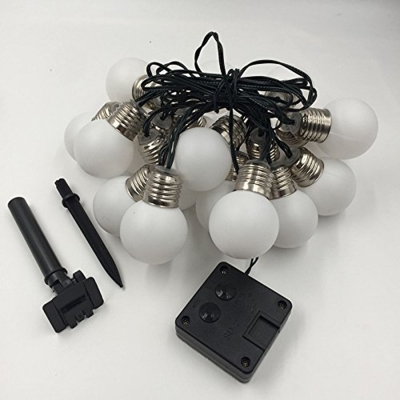 White/Clear/Red Ball Solar String Light Kit Vintage 10/20-Bulb Plastic LED Festive Lamp for Outdoor, 9.8/16.4ft