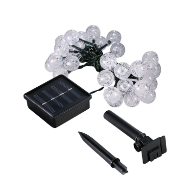 2-Pack 5.9ft Seedy Ball PVC LED String Light Modern 20-Head Black Solar Christmas Lamp in Warm/White/Multicolored Light