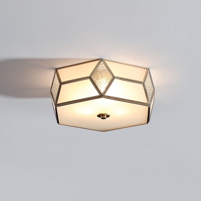 3/4 Lights Ceiling Flush Mount Minimalist Geometric Cut Frost and Textured Glass Flush Light in Gold